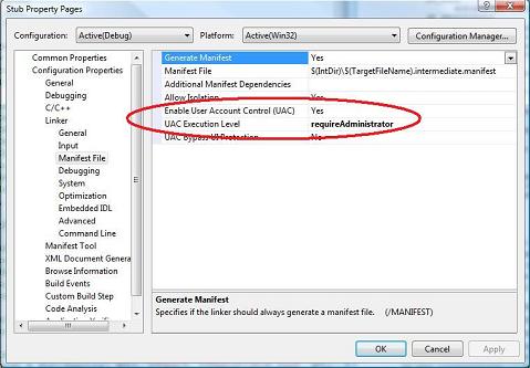 setting the execution level in visual studio 2008
