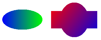 illustration of a shape filled by a horizontal gradient and one filed by a diagonal gradient