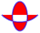 illustration showing a tall ellipse that overlaps the bottom half of a wide ellipse; the union is filled but the intersection is empty