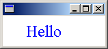 screen shot of a small window containing the text "hello"