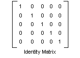 illustration showing a 5x5 identity matrix; 1s on the top-left to lower-right diagonal and 0s everywhere else