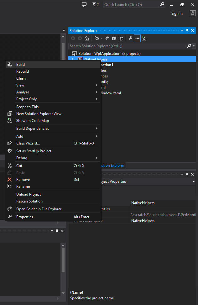 a screen shot illustrating the build menu selection