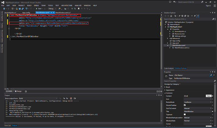 a screen shot illustrating adding the .xaml reference