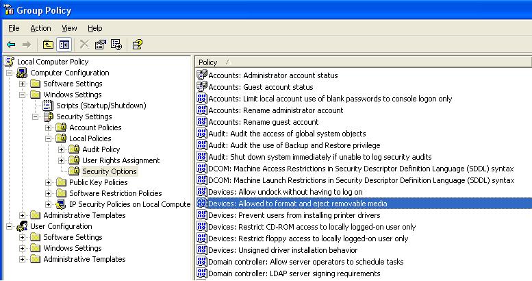 Screenshot that shows the 'Group Policy' window with a policy selected from the 'Policy' pane.