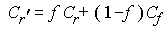 Equation showing the fogged fragment's color as a function of blending factor and fog color.