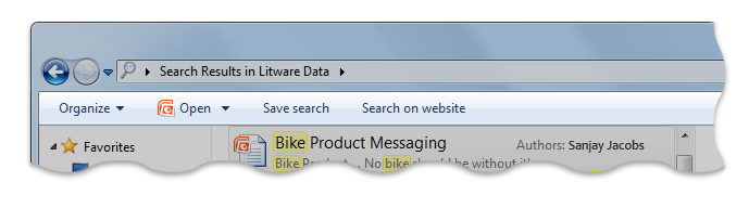 screen shot showing the web search roll-over button.
