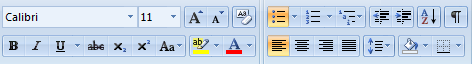screen shot of font and paragraph groups 