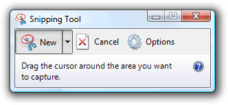 screen shot of snipping tool options dialog box 
