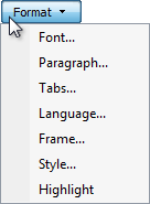 screen shot of format menu button and its commands 