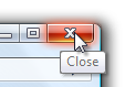 screen shot of close button with tooltip 
