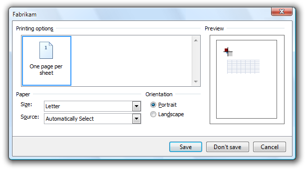 screen shot of custom print options dialog box 