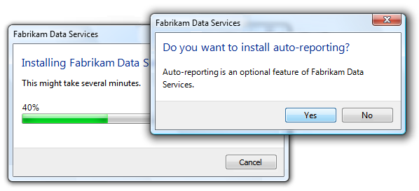 screen shot of  € install auto-reporting?' dialog 