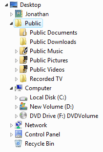 screen shot of windows explorer folder tree 