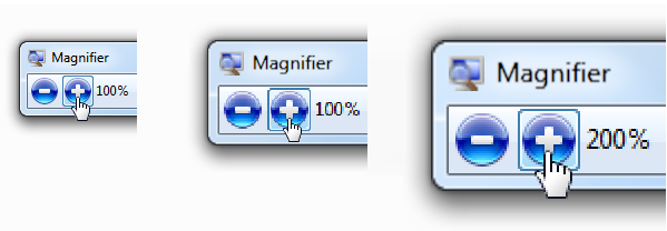 screen shot of three sizes of magnifier 