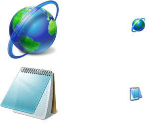 images of globe and spiral notebook icons