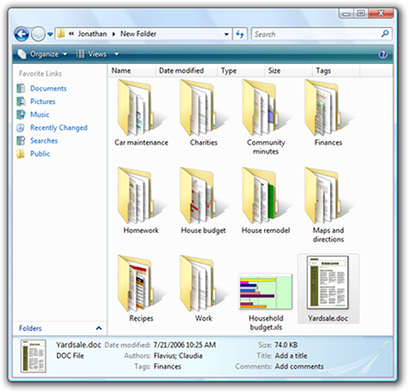 screen shot of windows explorer with folder icons 