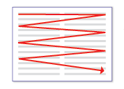 figure of red arrow in zigzag reading pattern 