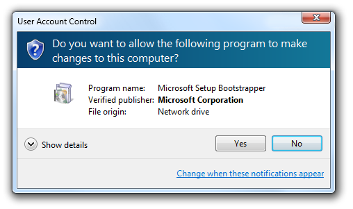 screen shot of 'allow program' security message 