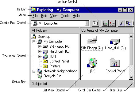 screen shot showing several different user interface elements