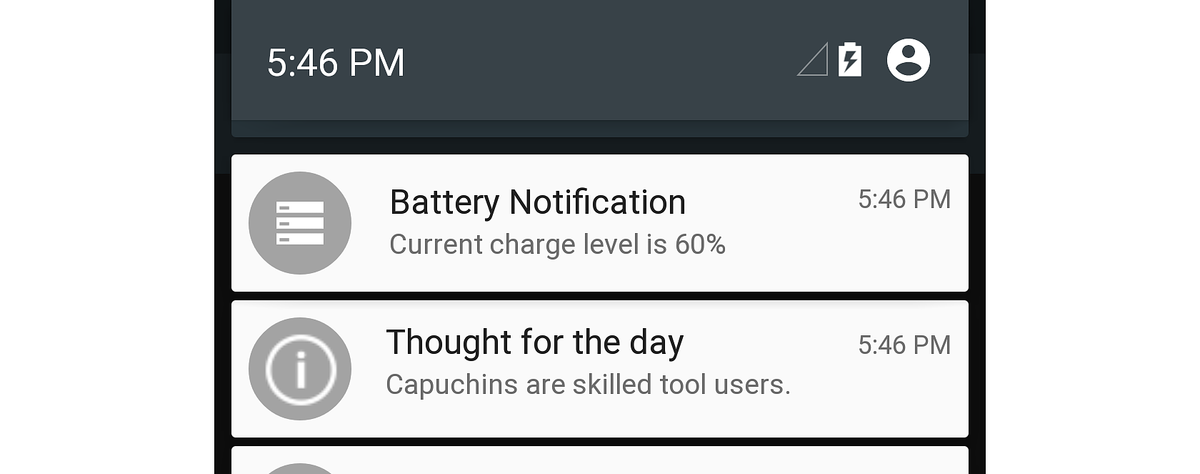 Example low-priority notification