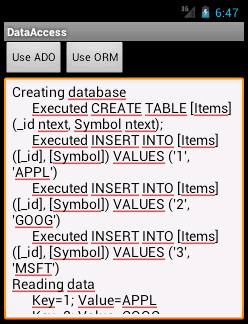 Android SQLite.NET sample