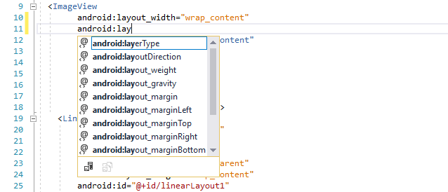 Autocompletion of layout attribute