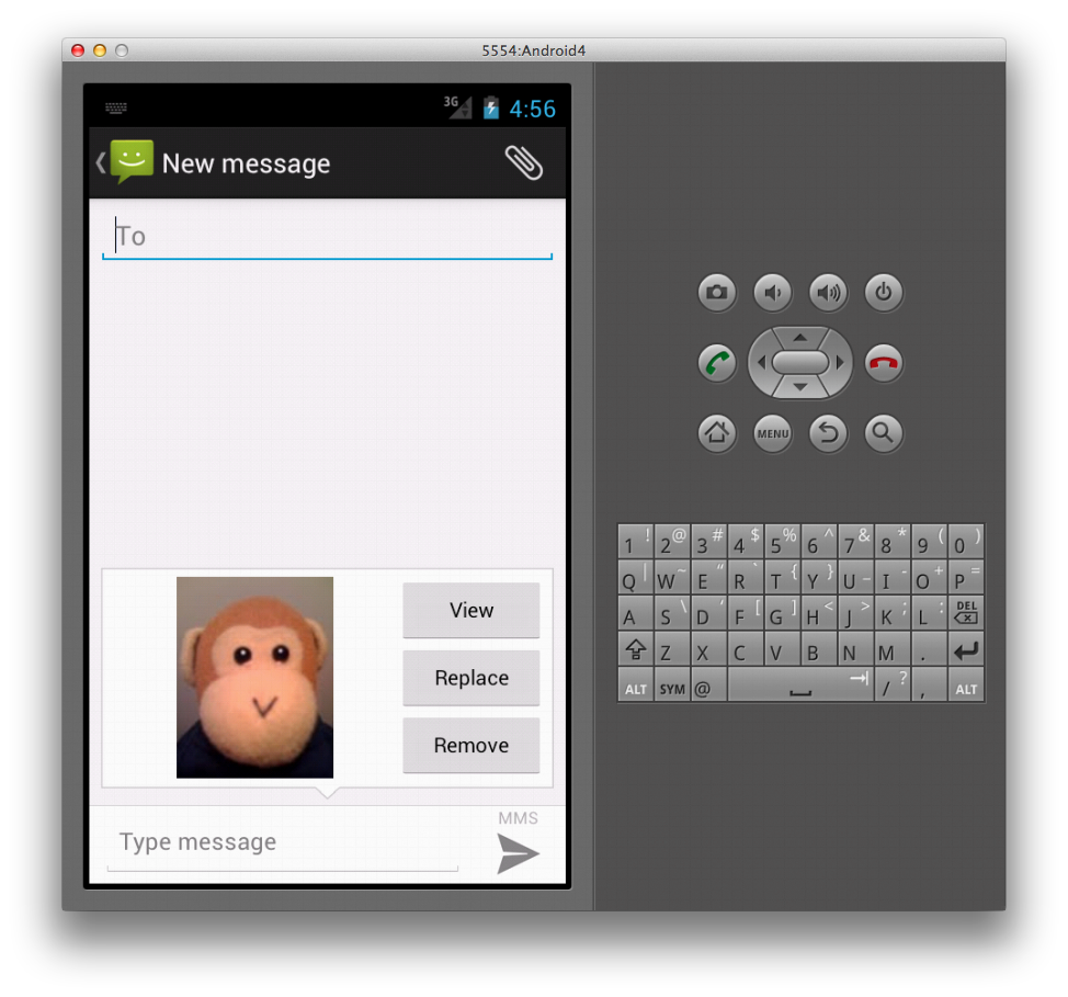 Screenshot of messaging app displaying monkey image