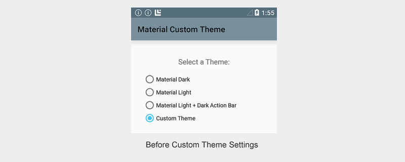 Custom theme appearance before customizations