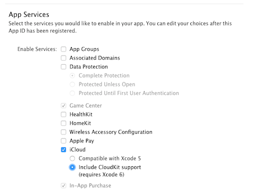 Check iCloud as an allowed service