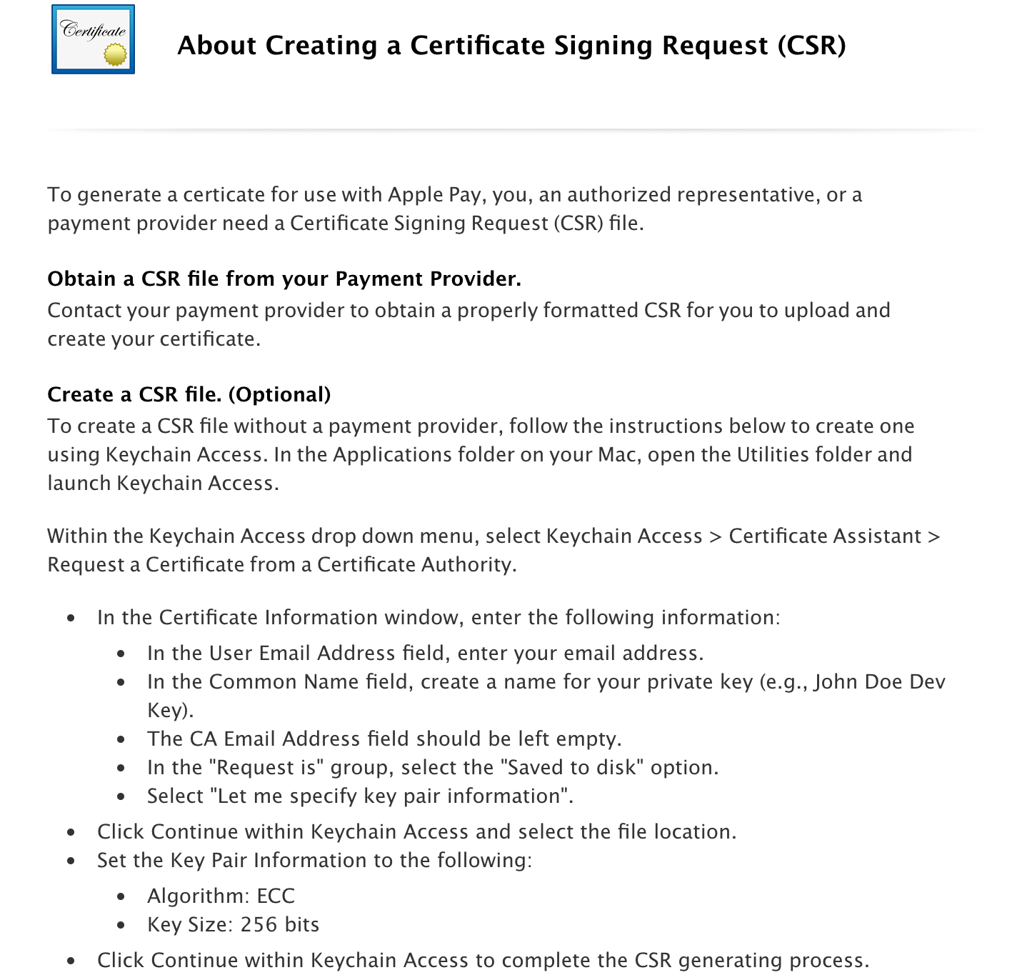 Creating a certificate signing request