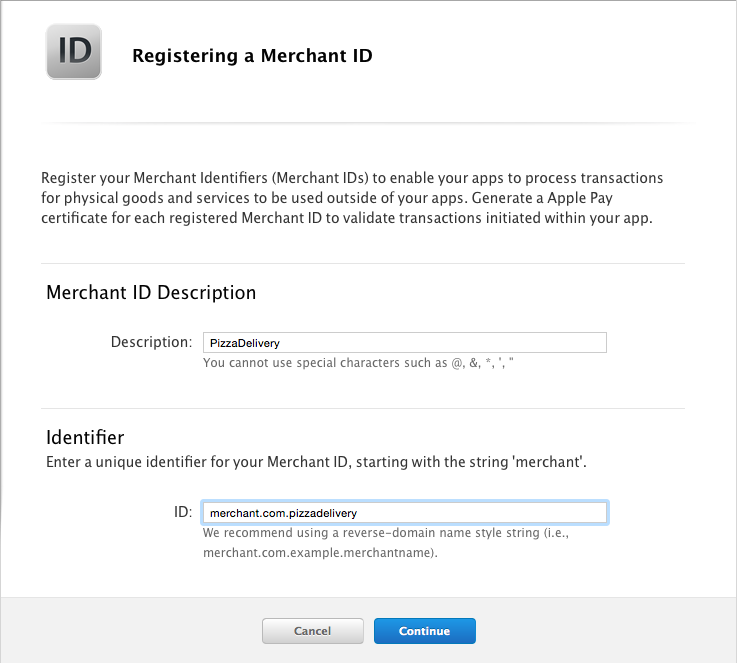 New Merchant ID details