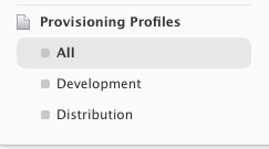 Provisioning Profile section