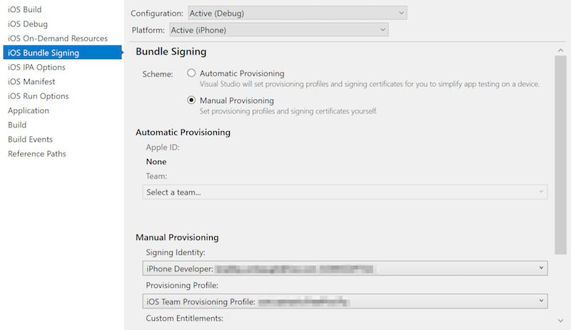 Set the signing identity and provisioning profile
