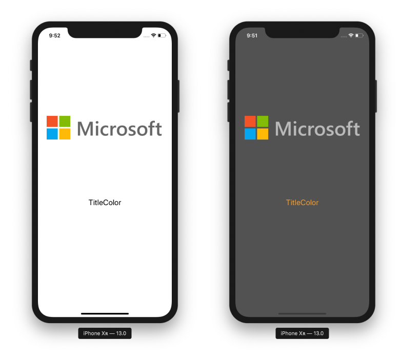 Screenshot shows mobile devices in light and dark mode with different background and title colors.