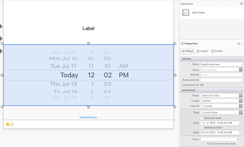 Drag a Date Picker to the design surface