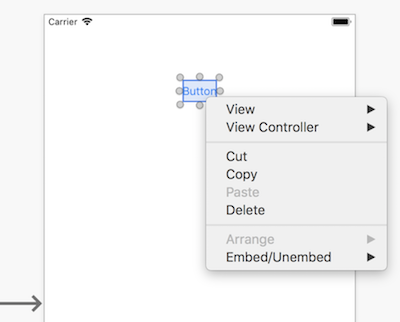 The context menu on the design surface