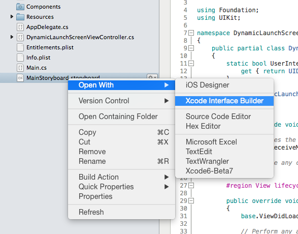 Open With Xcode Interface Builder
