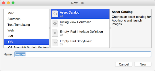 Add an asset catalog to the project