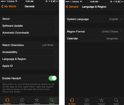 Change the watch's language in the Apple Watch app on the paired iPhone