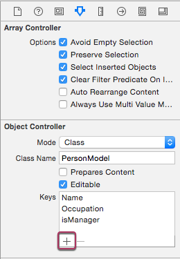 Adding the required key paths to the Object Controller.