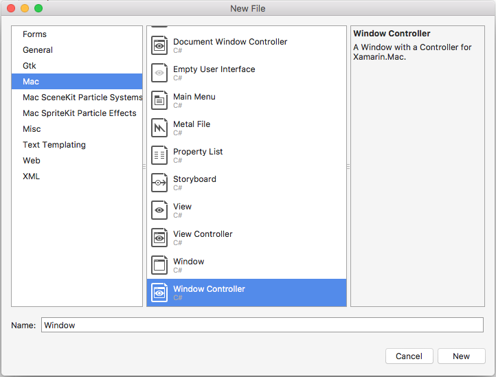 Adding a new Window Controller