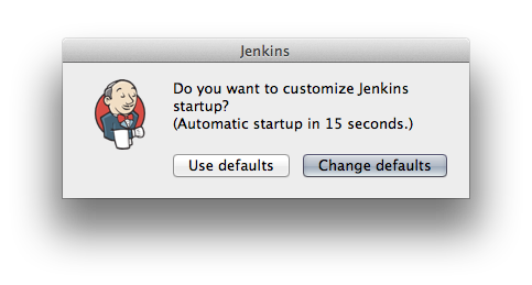 App has finished its download, it will display another dialog asking you if you would like to customize the Jenkins startup, as seen in this screenshot
