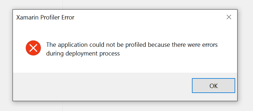 Error box when using the profiler in Visual Studio