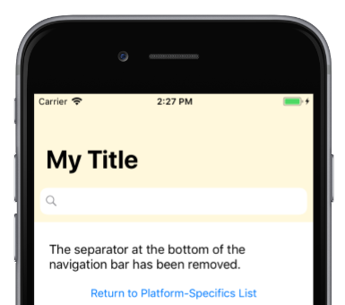 NavigationPage Bar Separator on iOS - Xamarin | Microsoft Learn