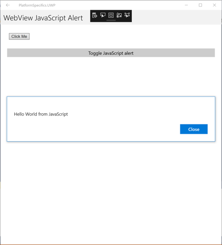 WebView JavaScript alert platform-specific