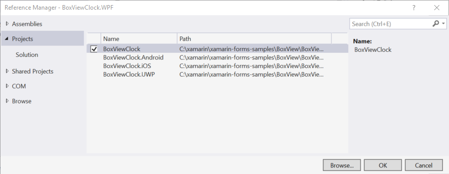 Reference the shared project Reference the shared project