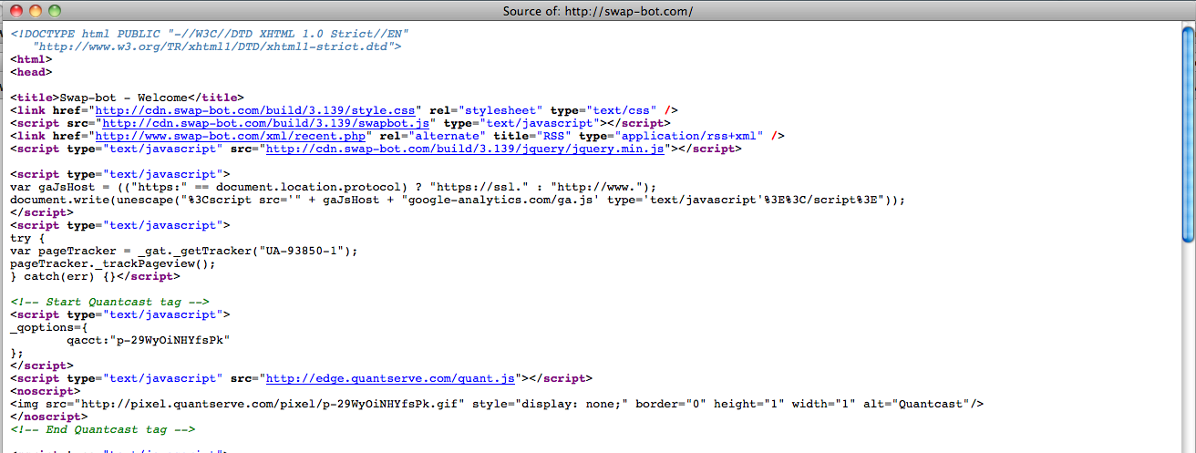 Screenshot that illustrates how you can view a webpage's source Code