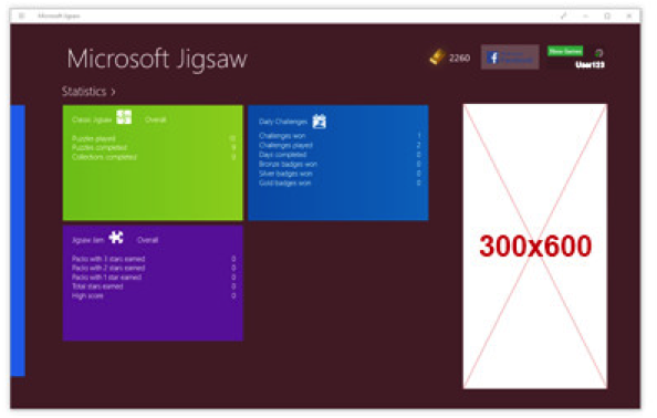 Screenshot of Menu screens in Microsoft Jigsaw.