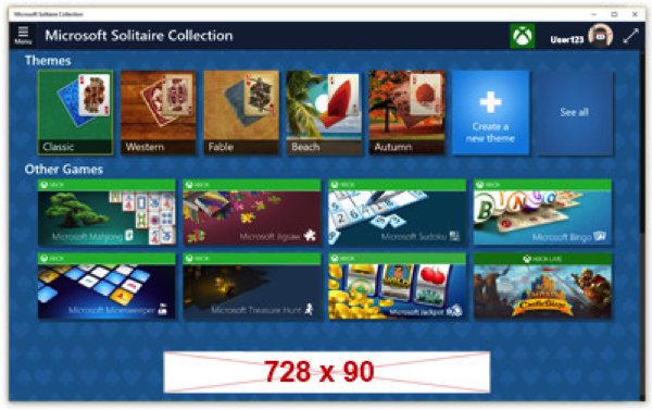 Screenshot of the Home screen in Microsoft Solitaire Collection.