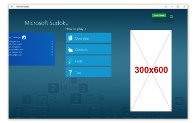 Screenshot of Menu screens in Microsoft Sudoku.